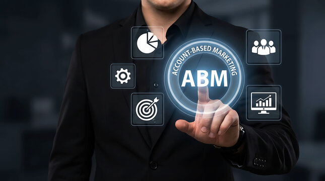 Businessman touching account based marketing abm concept on digital screen