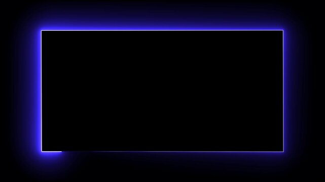 neon square frame overlay line animation 4k, glowing neon rectangle sign with bright light animation, live streaming neon text frame effect. luminous rectangle picture frame icon, alpha channel