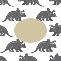 Hand drawn cute dinosaurs collection. Prehistoric animal characters set with t-rex and triceratops sketch. Seamless pattern background with cartoon jurassic reptile illustration isolated © Paint_art