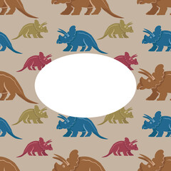 Hand drawn cute dinosaurs collection. Prehistoric animal characters set with t-rex and triceratops sketch. Seamless pattern background with cartoon jurassic reptile illustration isolated © Paint_art