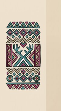 Evenk Geometric Ornament In Marker. A lone Evenk geometric ornament drawn with thick marker lines on a light field