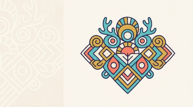 Evenk Pattern Gem In Doodle. Isolated Evenk decorative motif drawn as a flat doodle with bold outlines on a pale background