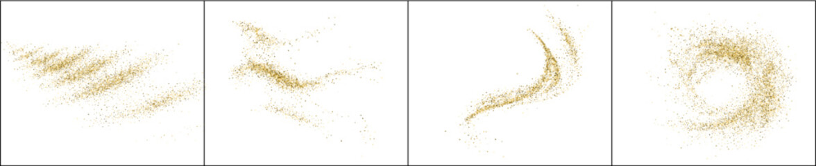 gold Transparent png of golden glittering sparkle dust swirls with shiny wave strokes shimmering glitter design elements isolated on transparent white background for luxury decoration overlay stars © Andrey