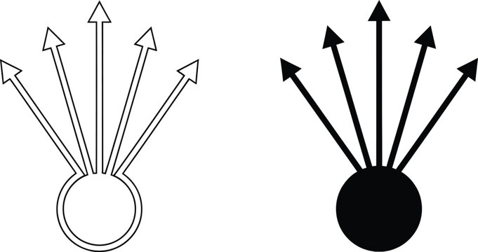 Explosion diagram two versions showing radial outward force and impact point