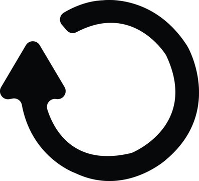 Black circular arrow icon representing refresh repeat or recycling processes