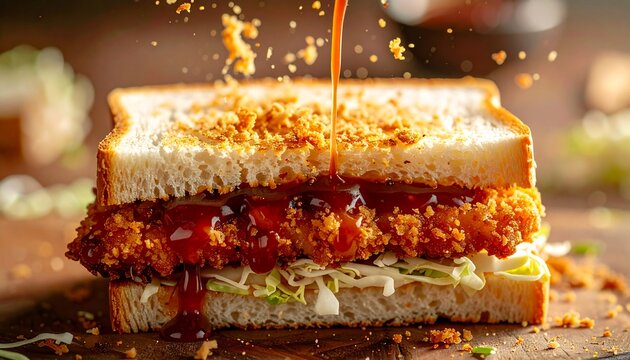 Japanese Chicken Katsu Sando with Tonkatsu Sauce