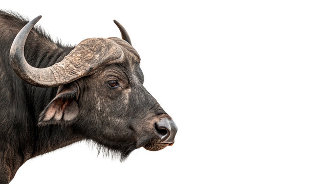 African wild buffalo profile close up head portrait wildlife animal fauna isolated on transparent background