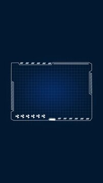 White futuristic interface panel with technology grid graphics. Technology border symbol for machinery compiler diagnostics monitor. Digital interface frame animation for tech HUD.