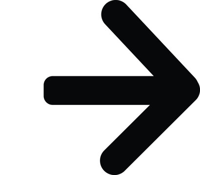Solid black right arrow icon directional symbol for user interface and web design