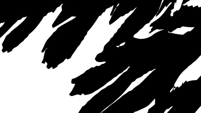 Grunge torn paper edge matte transition animation from white to black background