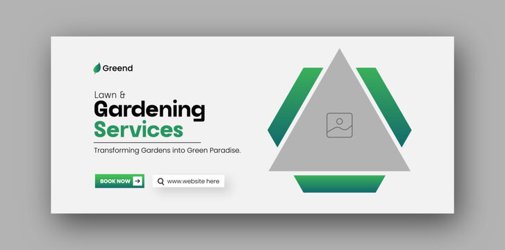 Lawn and gardening services social media facebook cover web banner design