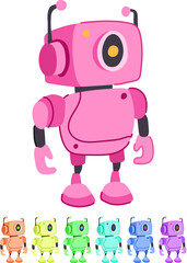 Fototapeta premium interactive robot toy cartoon. futuristic programmable, educational remote, autonomous humanoid interactive robot toy sign vector