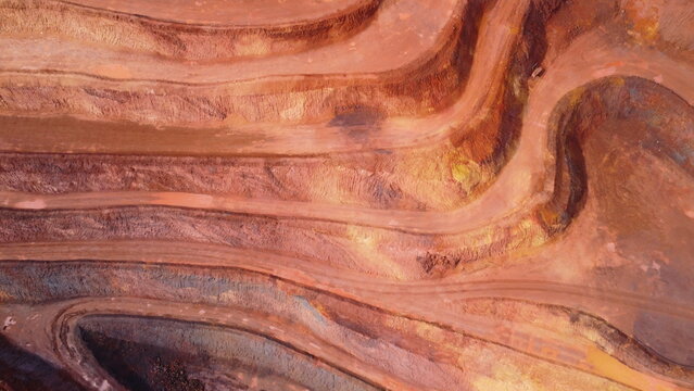 Aerial drone view of iron mine HD