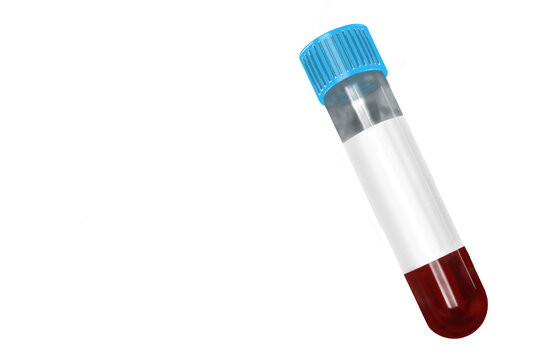 Light blue cap sodium citrate blood collection tube isolated on transparent background. High-quality PNG laboratory illustration designed for coagulation testing, medical diagnostics, healthcare