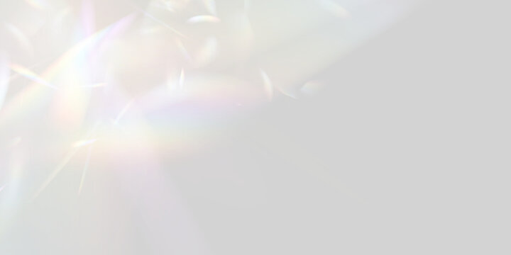 PNG. Colorful prism flare with iridescent glass reflections. Shimmering rainbow streaks create a vibrant composition. Glowing particles add soft depth.