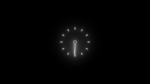 Neon glowing clock animation isolated on black background video...