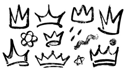 Hand Drawn Sketch Grunge Brush Crown Collection © Torongo