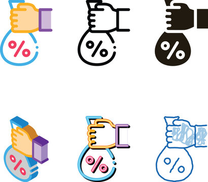 Hand Giving Percent Icon Vector. Outline Hand Giving Percent Sign. minimal Isolated Contour Symbol