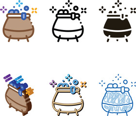 Obraz premium Potion Cauldron Icon Vector. Outline looks Potion Cauldron Sign. Color Isolated Contour Symbol