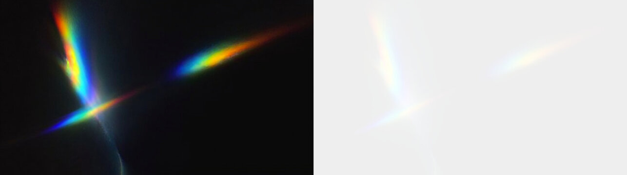 Prism crystal diamond composition with rainbow caustics, glass dispersion, chromatic refraction and transparent luminous decorative background design