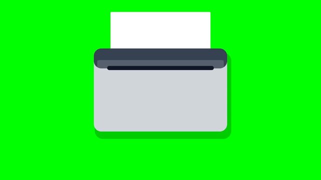 Simple Flat Design Printer Icon on Green Screen Background.