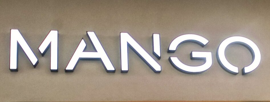 a mango fashion store sign close up