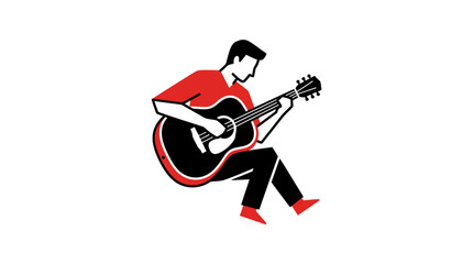 Fototapeta premium A stylized graphic illustration of a person playing an acoustic guitar