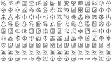 Fototapeta premium A collection of business and finance icons in a line style