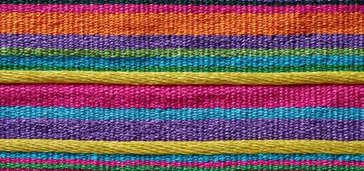 Obraz premium Bright horizontal stripes on a colorful woven textile, perfect for dynamic designs and eye-catching displays.