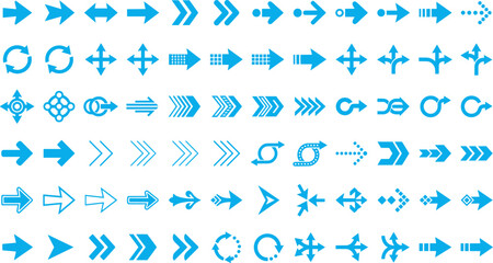 Fototapeta premium Blue Navigation Arrow Icons Collection for User Interface Web Design and Mobile Applications