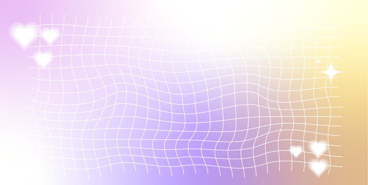 y2k wallpaper Iridescent gradient Mesh gradient background, Groovy retro checkered wavy background 90s 2000s with stars.