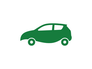 Fototapeta premium Green Leaf Car Icon Eco Friendly Transport Illustration