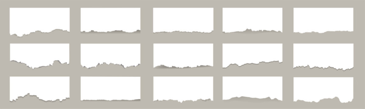 Torn paper edge set on transparent background
