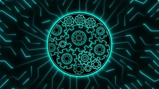 Mechanical engineering tool animation rotates circular tracking specs on lines. Equipment data management uses a mechanical engineering tool animation screen dashboard view.