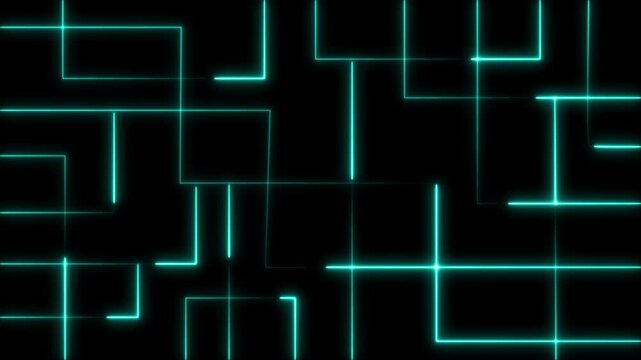 Abstract background animation loops glowing blue neon energy lines on black. Modern software development utilities require an abstract background animation blueprint.