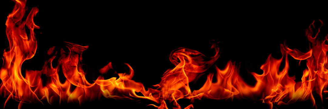 Fire flames on Abstract art black background