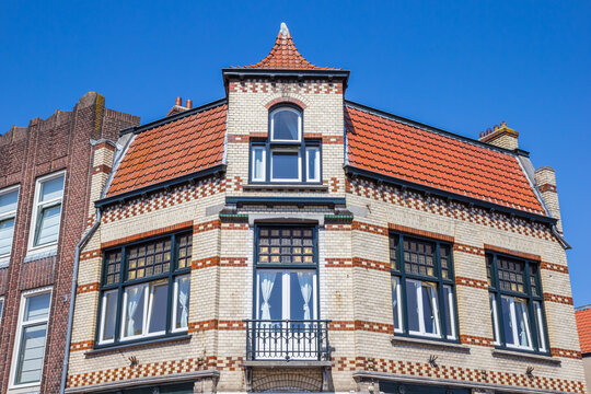 Jugendstil architecture shapes a decorative brick house in Bussum, Netherlands
