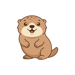 Obraz premium Cute cartoon otter character illustration, friendly brown animal mascot design for children, flat vector art on white background