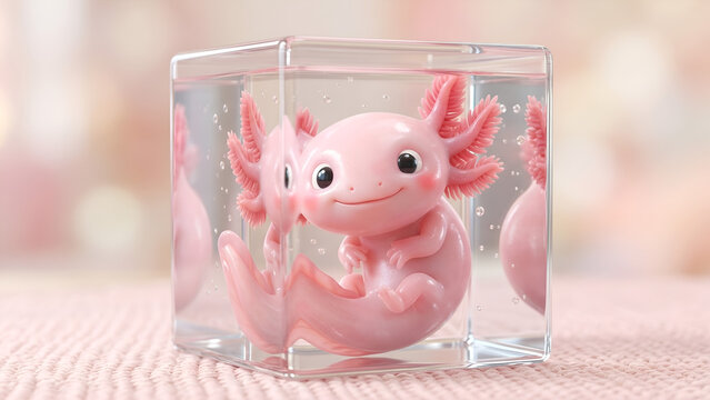 Pink Axolotl &ndash; Ultra Cute Glass Box Wallpaper