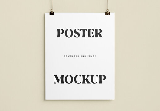 Poster with Clips Mockup
