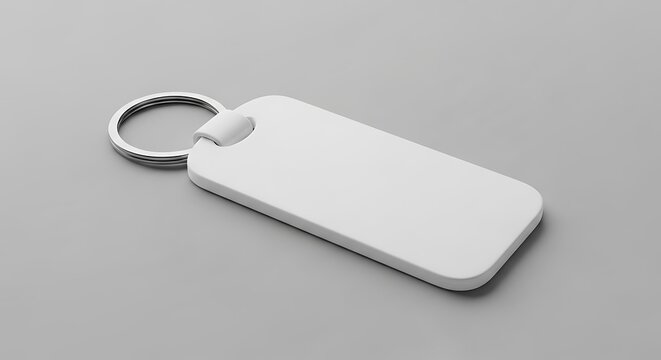 White keychain with grey background color for mockup template
