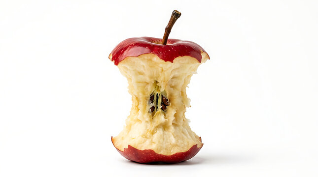 Red apple core with seeds on white background fruit 3