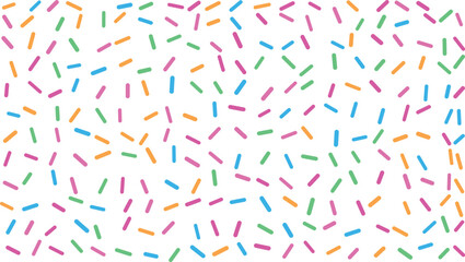 Fototapeta premium A joyful array of bright yellow, blue, pink, and purple sprinkles creates a lively repeating design on white