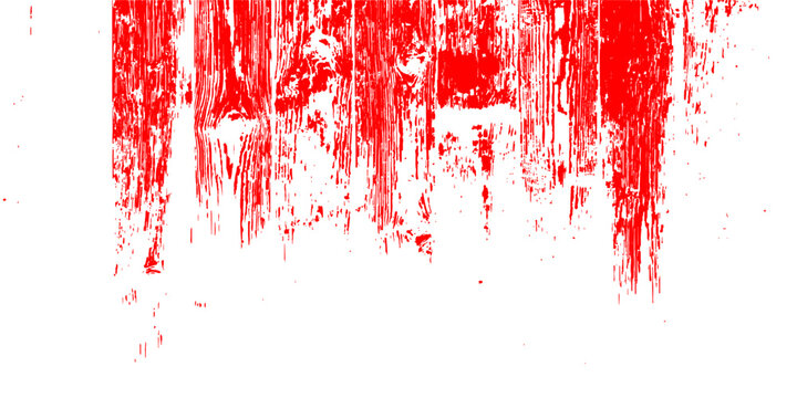 Grunge texture background with intense red vertical drips and scratches on a white surface