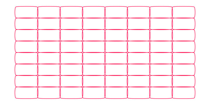 Seamless soft pink geometric rounded rectangle grid pattern on white background