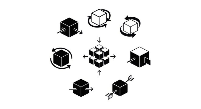 3d cube rotation icons