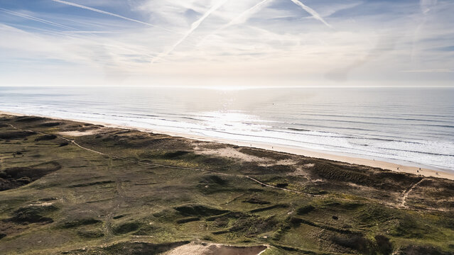 Aerial drone view of Saint Gilles Croix de Vie beach, France