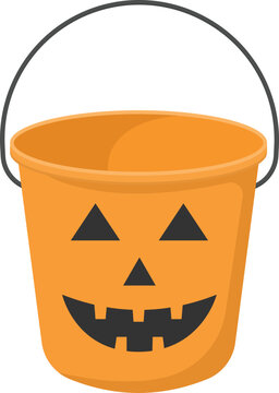 Empty Halloween Bucket Flat Illustration. Clean Icon Design Element Isolated on White Background