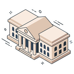 Obraz premium Isometric design of classical bank building with columns and arched windows