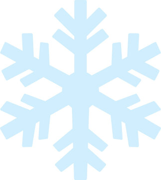 Light blue snowflake silhouette icon, winter season and freezing weather concept flat vector illustration